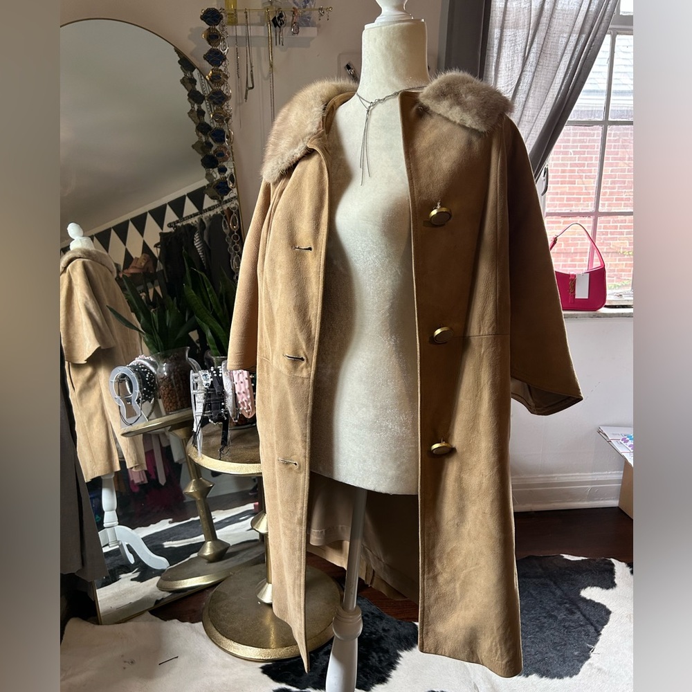 Vintage suede and fur cape